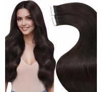 LaaVoo Tape in Hair Extensions Human Hair Dark Brown Tape Hair Extensions Real Human Hair 26 Inch Invisible Tapes Remy Straight Darkest Brown Hair Double Sided Tabs 20pcs 65g #2