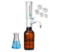 Lab Bottle Top Dispenser with Digital Window, Laboratory Dispensing Liquid Equipment， 5 Adapters & Backflow Valve - Accurate Chemical Dispenser for Solvents, Reagents, School(5-50ml)
