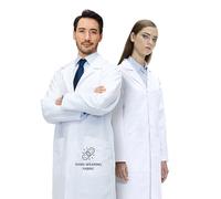 Lab Coat 100% Cotton for Men & Women, Unisex, Professional, 40" Length, Safety Stud Fastening, Multiple Pockets, Relaxed Fit, White, For Lab, Clinic & Hospital