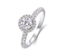 Lab Created Diamond Engagement Rings for Women, Womens Rings Love 18K White Gold Round Shape with 0.5ct Created Diamond Size I 1/2