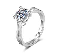 Lab Created Diamond Engagement Rings, Woman Rings Infinity Silver Jewelry 18K White Gold Birthday Gift for Her Size N 1/2