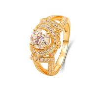 Lab Created Diamond Rings Anniversary, Mother Daughter Rings 18K Yellow Gold Hollow Out with 1ct Created Diamond Size U 1/2