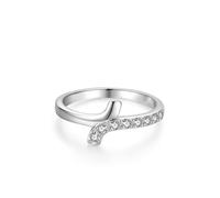 Lab Created Diamond Rings Bands for Women, White Gold Wedding Band Hers 18K Geometric Silver with Round Shape Lab Created Diamond Size M 1/2