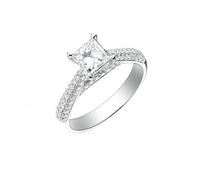 Lab Created Diamond Rings Eternity, Rings for Me with Luxury Princess Cut 1Ct Lab Created Diamond 14K White Gold Size H 1/2