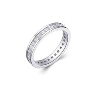 Lab Created Diamond Rings Set, Silver Rings for Women Hands with 0.97Ct Lab Created Diamond 9K White Gold Size N 1/2