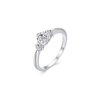 Lab Created Diamond Rings Wedding Set, Vintage Engagement Ring Geometric Silver with Round Shape Lab Created Diamond 9K White Gold Size O 1/2