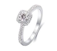 Lab Diamond Rings for Women, Promise Ring Daughter 18K White Gold Classic Style with 0.2ct Created Diamond Size P 1/2