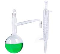 Lab Glass Essential Oil Distilling Flask+Serpentine Condenser Glass Distillation Apparatus Borosilicate Glass Laboratory Grade Glassware Set (1000ML)
