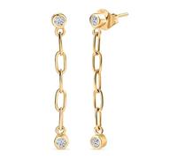 Lab Grown Diamond Chain Link Drop Earrings for Women - 18K Vermeil Yellow Gold Sterling Silver - 0.25 Ct SI-GH Dangling Bezel Set Earrings - Modern Lightweight Dangle Earrings with Push Back
