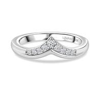 Lab Grown Diamond Chevron Wishbone Ring | Knife Edge V Shape Band | Rhodium Plated 925 Sterling Silver | Engagement & Stacking Ring- Size S