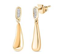 Lab Grown Diamond Drop Earrings 0.10 Ct SI-GH in 18K Yellow Gold Vermeil Over Sterling Silver - Lightweight Dangling Earrings with Push Back, Modern Tapered Design - Fine Jewelry for Women