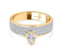 Lab Grown Diamond Pear Halo Ring in 18K Vermeil Yellow Gold Over Sterling Silver - 0.50 Ct. Teardrop Center - Halo Engagement Ring for Women (SI-GH) - Size M