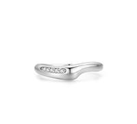 Lab Grown Diamond Ring Band, White Gold Wedding Band Thin 9K Geometric Silver with Round Shape Lab Created Diamond Size I 1/2