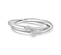 Lab Grown Diamond Ring for Women in 925 Sterling Silver - Intertwined Twin Band Design - VS Clarity G-H Colour Diamond Jewelry - Minimalist Stackable Promise Ring - Size N