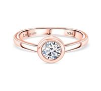 Lab Grown Diamond Solitaire Ring in Vermeil Rose Gold Over 925 Sterling Silver - 5mm Round Bezel-Set SI-GH Diamond - Engagement & Promise Ring for Women - SGL Certified - Size S