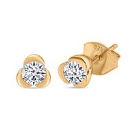 Lab Grown Diamond Solitaire Stud Earrings in 18K Yellow Gold Vermeil Sterling Silver - Floral Prong Setting, SI-GH - Diamond Earrings for Women 0.50 Ct
