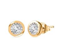 Lab Grown Diamond Solitaire Stud Earrings, Round Cut, 925 Sterling Silver 18K Yellow Gold Vermeil, Bezel Set, Push Back