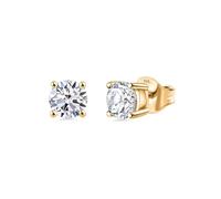 Lab Grown Diamond Stud Earrings in 18K Vermeil Yellow Gold Plated 925 Sterling Silver - 0.5 Ct Round Brilliant Cut with Push-Back Closure - Fine Jewelry Gift for Women