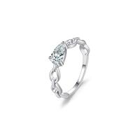 Lab Grown Diamond Wedding Rings for Women, Solid 9 Karat White Gold Engagement Band Ring Unique Solitaire Real Gold Anniversary Bands for Her Size U 1/2