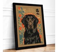 Lab in Bloom Eclectic Framed Wall Art Print A2 (59.4×42cm) Black, Wall Decor for Living Room, Bedroom, Office & Home, Ready to Hang, Art Gift