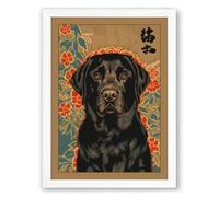 Lab in Bloom Eclectic Framed Wall Art Print A2 (59.4×42cm) White, Wall Decor for Living Room, Bedroom, Office & Home, Ready to Hang, Art Gift