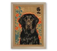 Lab in Bloom Eclectic Framed Wall Art Print A3 (42×29.7cm) Oak, Wall Decor for Living Room, Bedroom, Office & Home, Ready to Hang, Art Gift