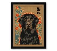 Lab in Bloom Eclectic Framed Wall Art Print A4 (29.7×21cm) Black, Wall Decor for Living Room, Bedroom, Office & Home, Ready to Hang, Art Gift