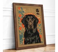 Lab in Bloom Eclectic Framed Wall Art Print A4 (29.7×21cm) Walnut, Wall Decor for Living Room, Bedroom, Office & Home, Ready to Hang, Art Gift