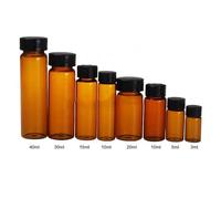 Lab Instruments Equipment 1ml/2ml/3ml/5ml/10ml/15ml/30ml/40ml/50ml/60ml Brown Glass Seal Bottle Reagent Sample Vials Plastic Lid Screw Cap(20ml 2pcs)