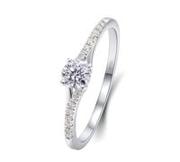 Lab Made Diamond Engagement Rings, Rings for Women Marriage 18K White Gold 4 Claws Round Shape with 0.28ct Created Diamond Size V 1/2