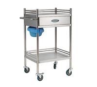 Lab Medical Cart Stainless Steel Rolling Trolley - 2-Tier Drawer Cart for Clinics, Hospitals - Max Load 100kg - Versatile Equipment for Lab