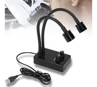 Lab Microscope Illuminator Lamp, LED Spot Light with Dual Gooseneck, Stepless Brightness Adjustable, Color Temperature 6500K, for Stereo Microscope Accessories