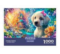 Lab Pup with Bow Amid Colorful Fairy-tale Scenery 1000 Piece Jigsaw Puzzle Cute Pet Dog Perfect Birthday Present for Kids & Adults 52x38cm/1000pcs