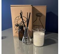 lab Science Chemistry Beaker 250ml Candle and lab conical Reed Diffuser Gift Set Boxed (Pomegranate Noir)