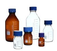 Lab Screw Cap Reagent Bottle Sealed Bottle Glass Laboratory Sample Bottle(100ml brown 2pcs)