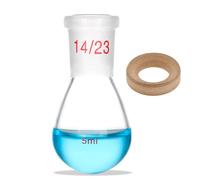 Lab Single Neck Round Bottom Flask Borosilicate Glass Heavy Wall Round Bottom Boiling Flask with Support Cork Stand (5ml)