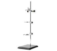 Lab Stand Support Platform with Flask Clamp, Iron Construction, Black and Silver - Durable Design, Versatile Use for Chemistry, School and Laboratory