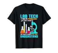 Lab Technician Design for Microbiology Tech - Solve Problems Value Graphic T-Shirt, Men, Black, L