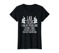 Lab Technician Design for Microbiology Tech - Solve Problems Value Graphic T-Shirt, Women, Black, M
