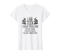 Lab Technician Design for Microbiology Tech - Solve Problems Value Graphic T-Shirt, Women, White, S