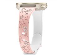 Laband 18mm Floral Engraved Band Compatible With Garmin Venu 2S/Venu 3S/Vivoactive 4S/Vivomove 3S for Women Men, Soft Silicone Cute Embossed Flower Strap for Forerunner 255S/Forerunner 265S