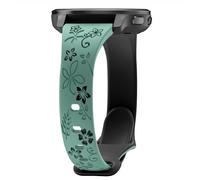 Laband 20mm Floral Engraved Watch Band Compatible with Garmin Vivoactive 6/Vivoactive 5/3/3 Music/Forerunner 570 42mm/165/55/245/645 Music, Soft Slim Silicone Cute Embossed Strap for Venu Sq 2/Venu