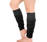 LABASA® Ladies Women's Classic 80's Thin Plain Ribbed Leg Warmers Legwarmers, Wrap your legs up in style 'Black & Grey' Color One-Size-Fits-All TU TU (Black)