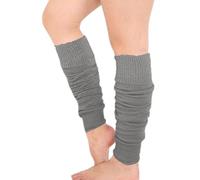 LABASA® Ladies Women's Classic 80's Thin Plain Ribbed Leg Warmers Legwarmers, Wrap your legs up in style 'Black & Grey' Color One-Size-Fits-All TU TU (Grey)