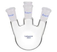 Labasics 4 Bevel Necks Round Bottom Flask, Heavy Wall Borosilicate Glass Boiling Flask with 24/40 Standard Taper Outer Joint, for Laboratory Use, 250 ml