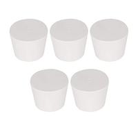 Labasics 5PK 8# Solid Rubber Stoppers - Size: 33mm Bottle, 41mm Top, 31mm Length - White Tapered Lab Seal Rubber Stoppers