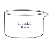 Labasics Crystallizing Dish with Spout and Heavy-Duty Rim, Thick-Walled Design High Borosilicate Glass Reusable Crystallizing Dishes for Crystallization and Evaporation, 100 ml Capacity OD 80 mm