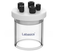 Labasics Electrolytic Cell, Single-Chamber Borosilicate Sealed Electrochemical Cell Kit Reactor Electrolyzer with 5-Hole PTFE Lid, 50 ml