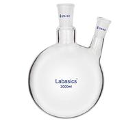 Labasics Glass 2000ml 2 Neck Round Bottom Flask RBF, with 24/40 Center and Side Standard Taper Outer Joint (2000ml)