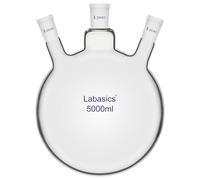 Labasics Glass 5000ml 3 Neck Round Bottom Flask RBF, with 24/40 Center and Side Standard Taper Outer Joint, 5000ml
